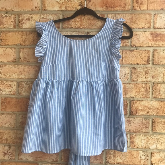 NWT SHEIN ruffle armhole tie back striped blouse - Picture 5 of 7